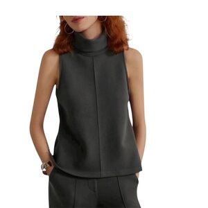 OGL Turtleneck Split Hem Top Gray FuzzLuxe Scuba Fabric Size Small